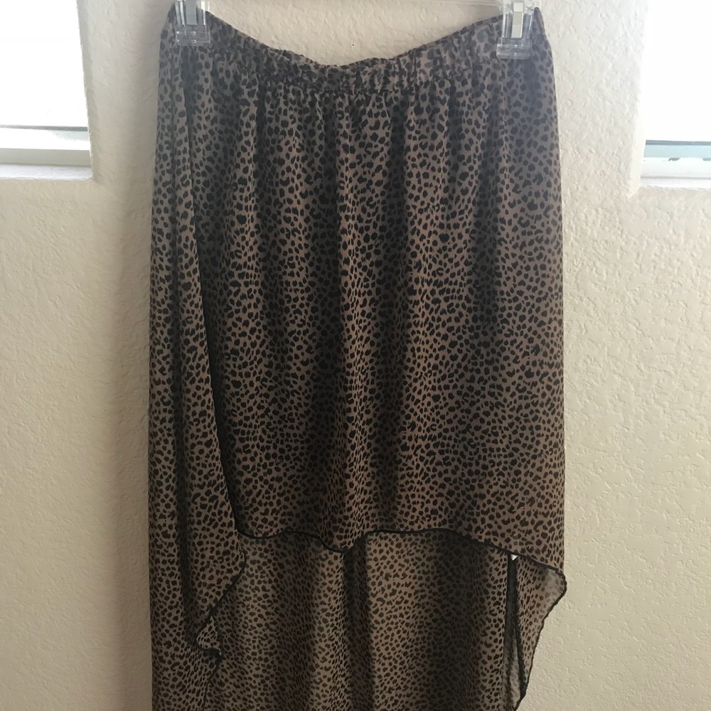 Brown Animal Print Hi-Low Skirt by toska